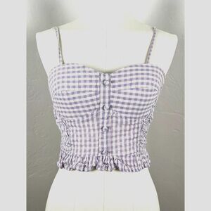 SIM & SAM LAVENDER GINGHAM CROPPED BUSTIER (Womens: Small)